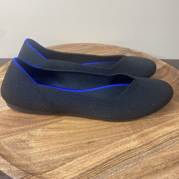 Rothys The Round Toe Womens Black And Blue Size 11 Slip On Ballet Flats - Picture 1 of 8